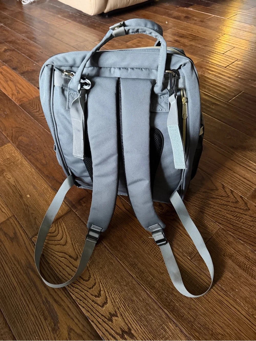 LEQUEEN Quilted Gray Backpack Mommy Bag for Women - Stylish Everyday Bag